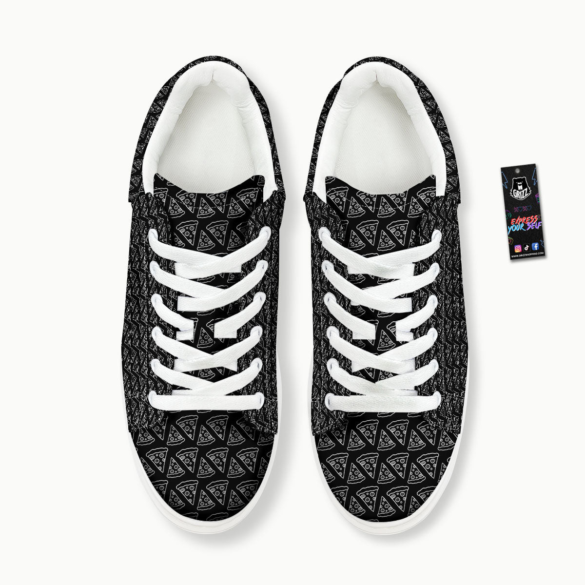 Pizza Black Print Pattern Platform Shoes-grizzshop