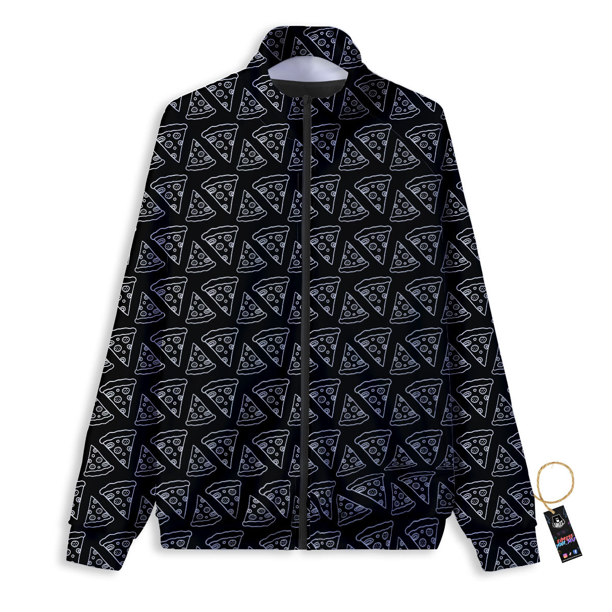 Pizza Black Print Pattern Track Jacket-grizzshop