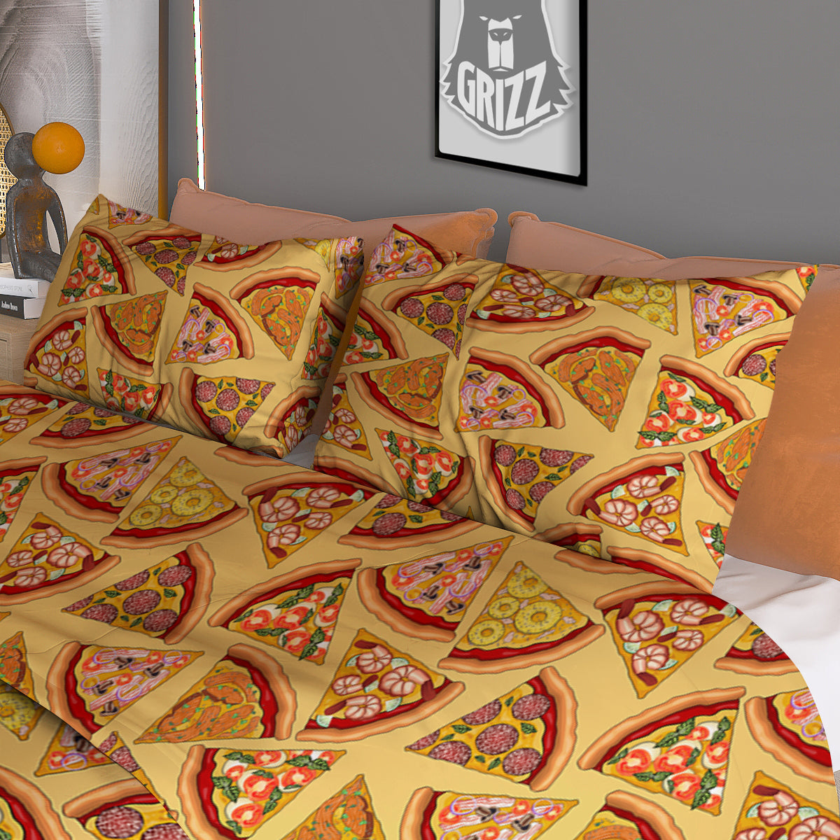 Pizza Fast Food Print Pattern Duvet Cover Bedding Set