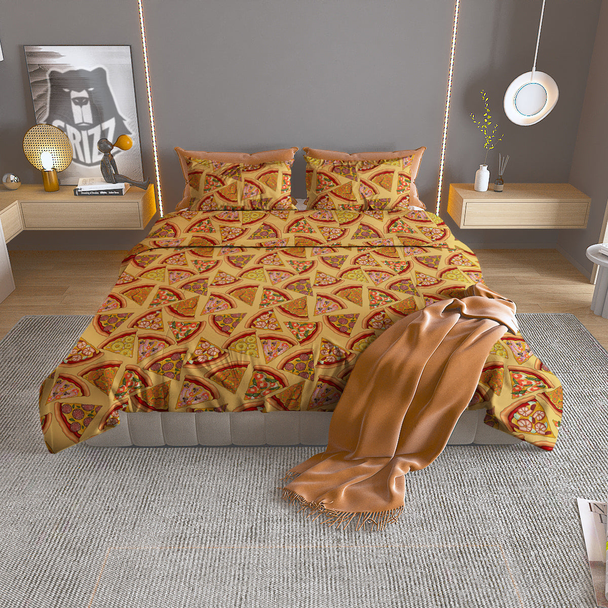 Pizza Fast Food Print Pattern Duvet Cover Bedding Set