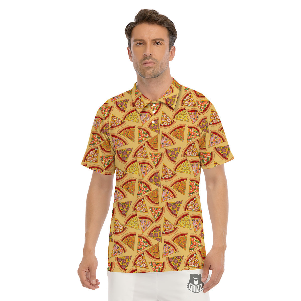 Pizza Fast Food Print Pattern Men's Golf Shirts-grizzshop