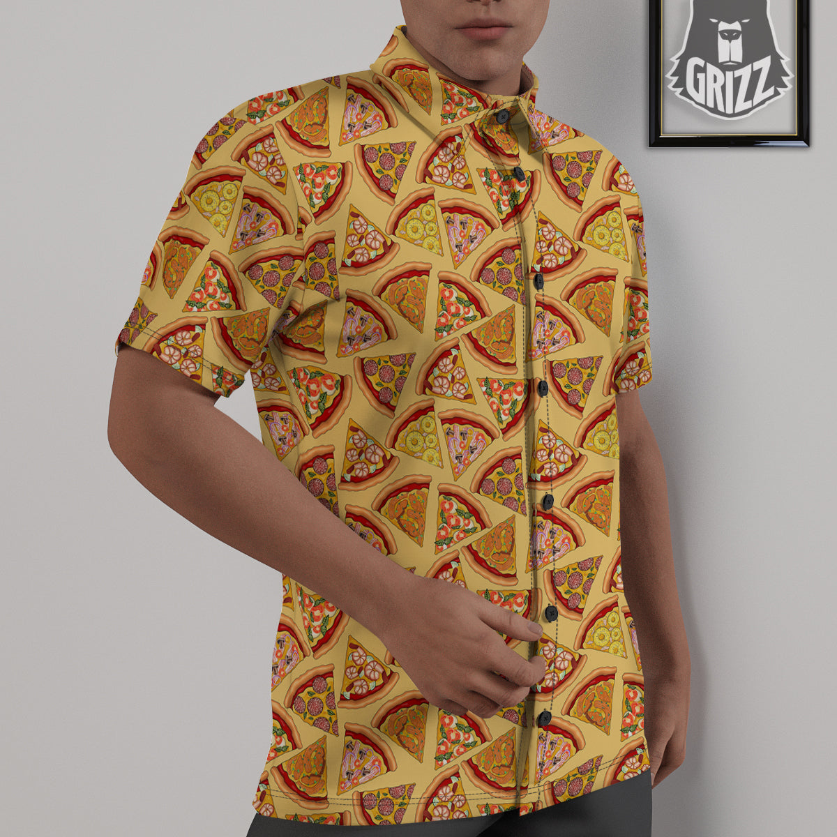 Pizza Fast Food Print Pattern Untucked Shirts-grizzshop