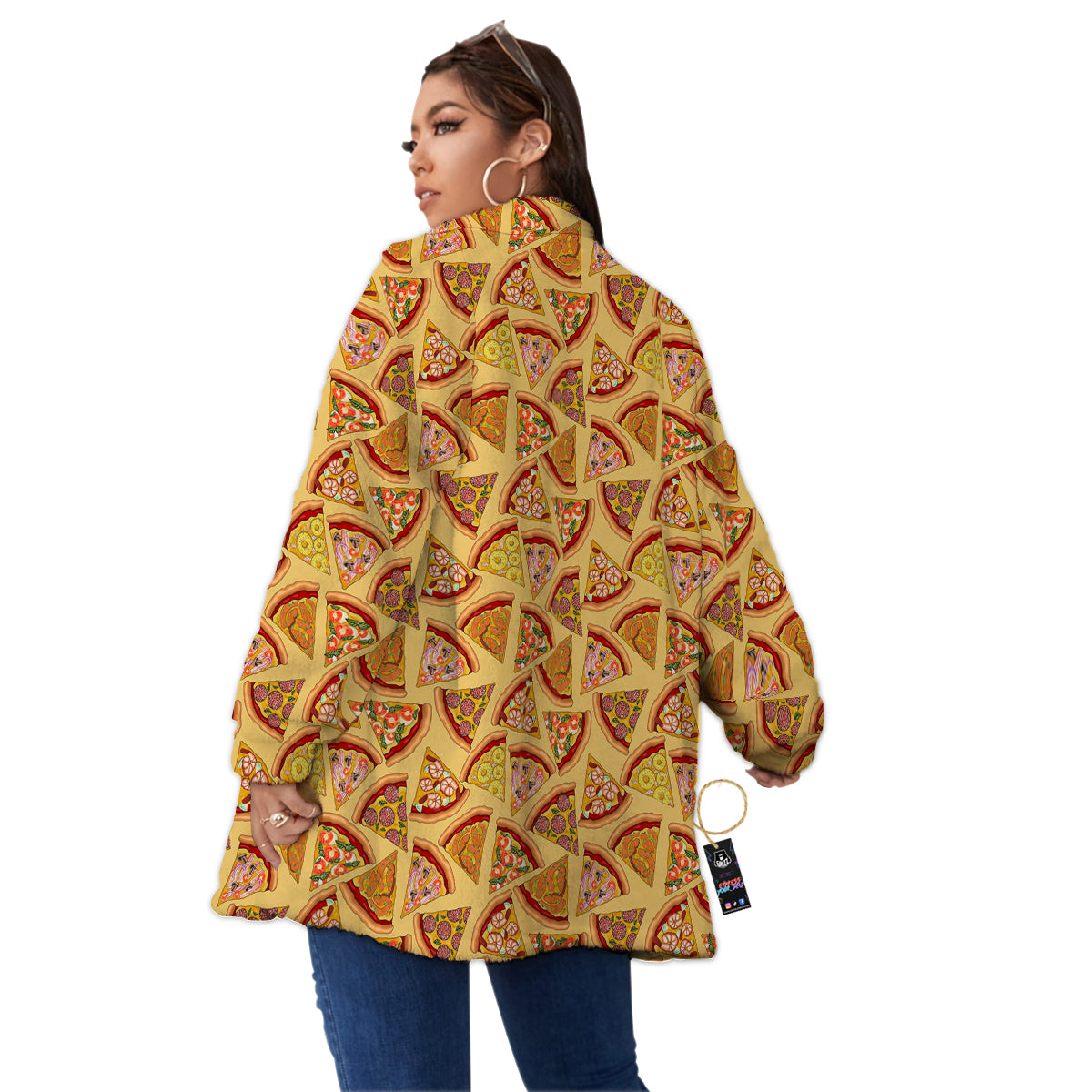 Pizza Fast Food Print Pattern Women's Sherpa Jacket-grizzshop