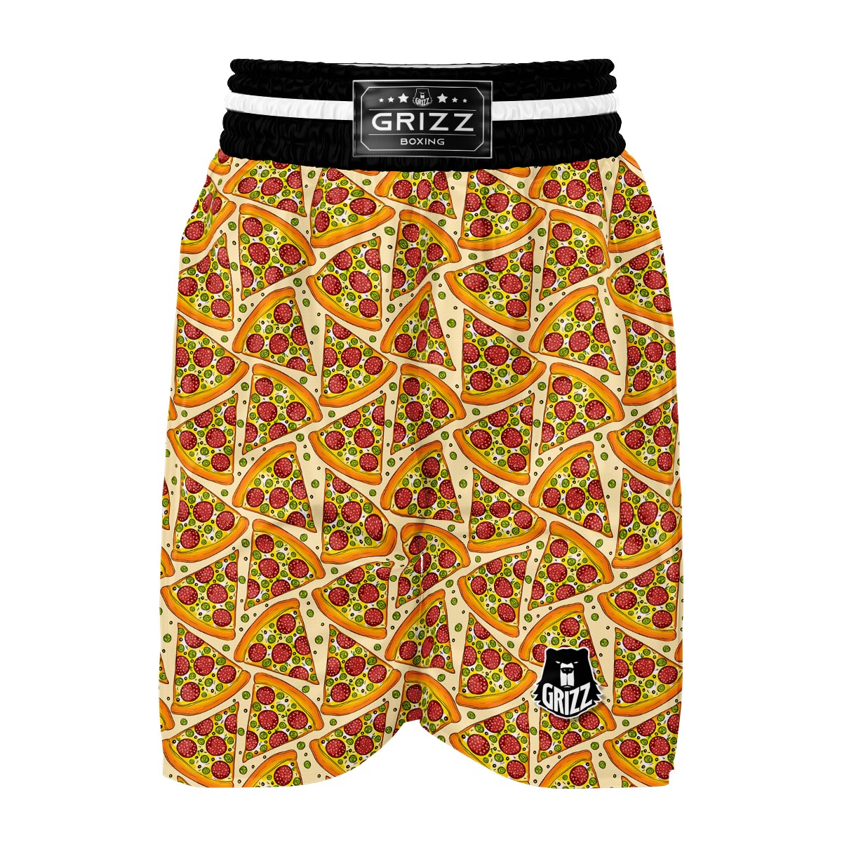 Pizza Pattern Print Boxing Shorts-grizzshop
