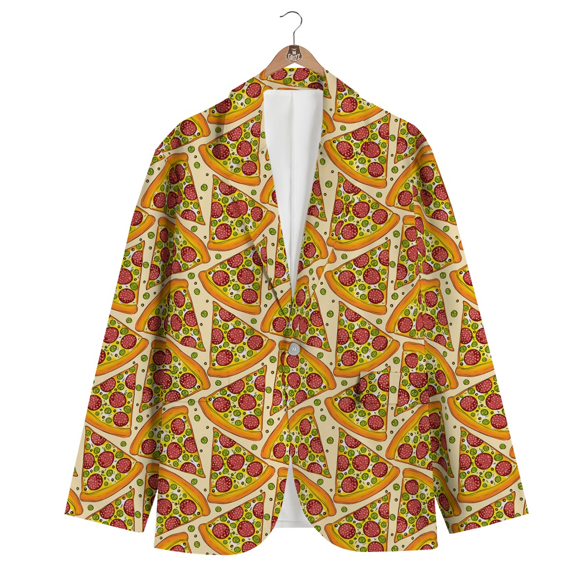 Pizza Pattern Print Men's Blazer-grizzshop