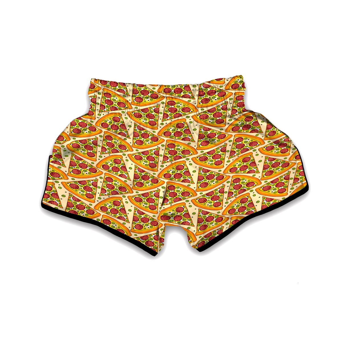 Pizza Pattern Print Muay Thai Boxing Shorts-grizzshop