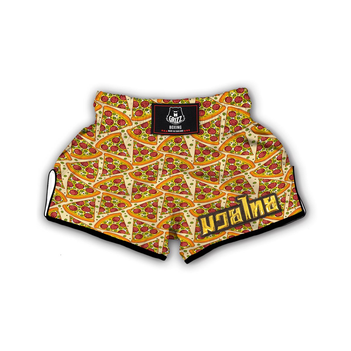 Pizza Pattern Print Muay Thai Boxing Shorts-grizzshop