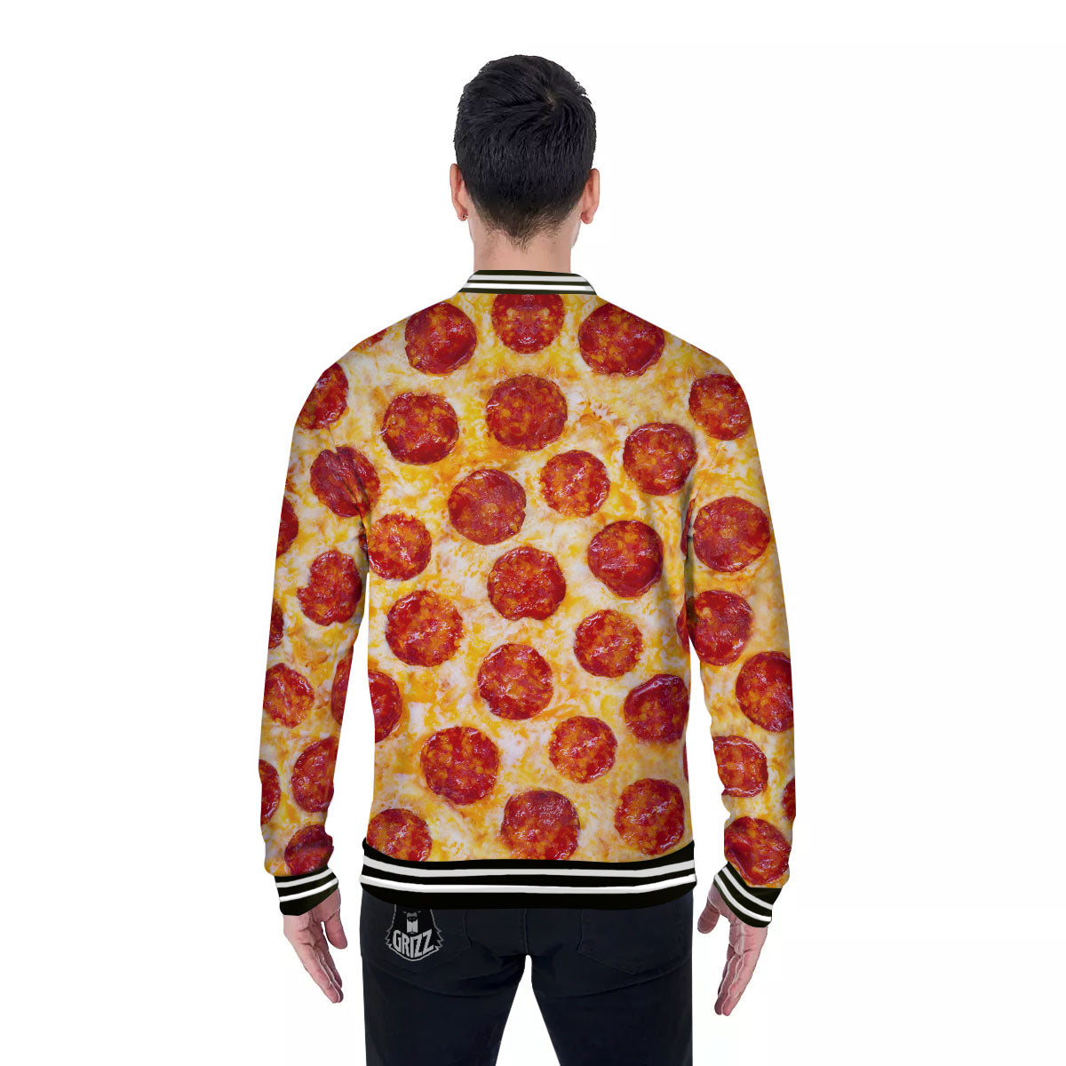 Pizza Pepperoni Print Baseball Jacket-grizzshop