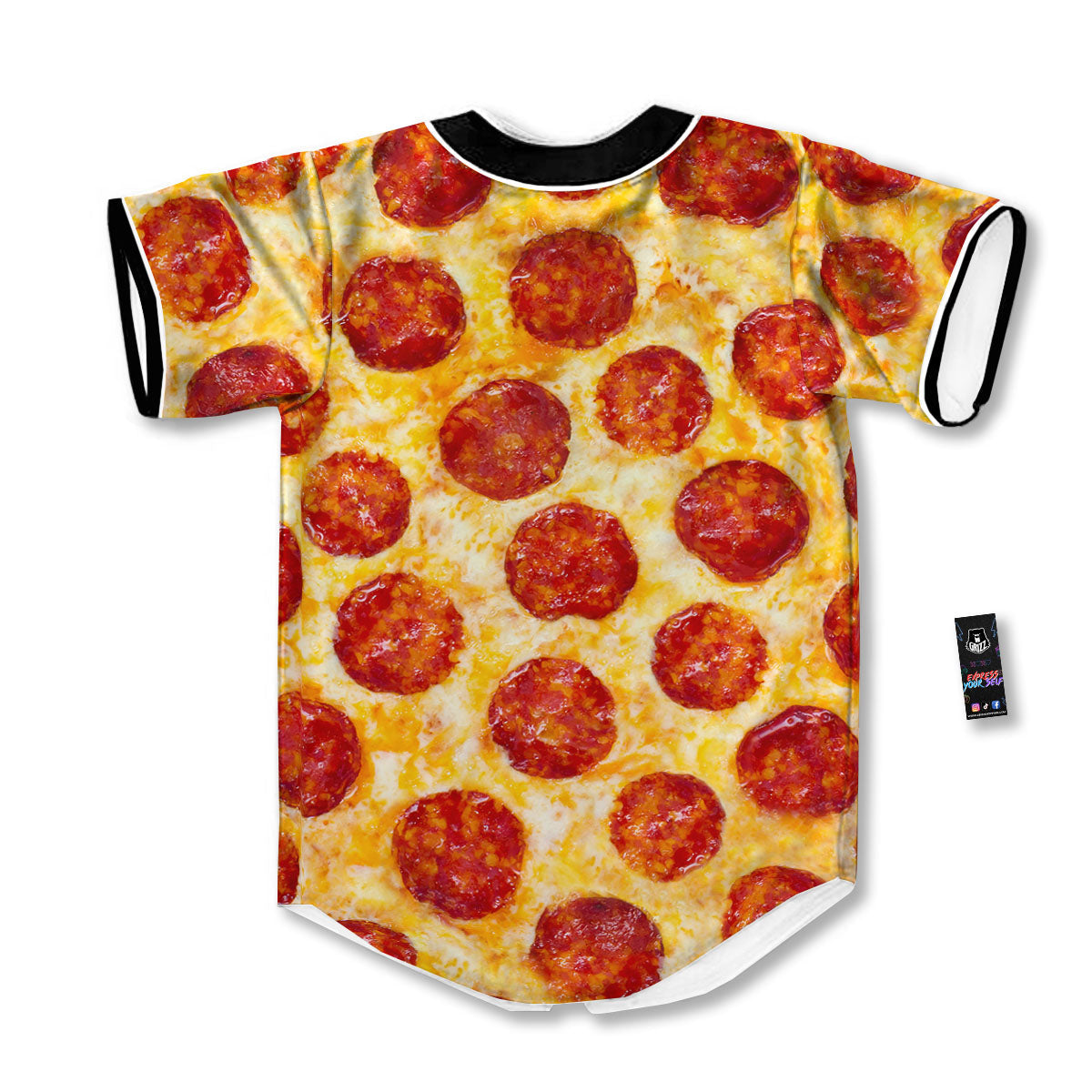 Pizza Pepperoni Print Baseball Jersey-grizzshop