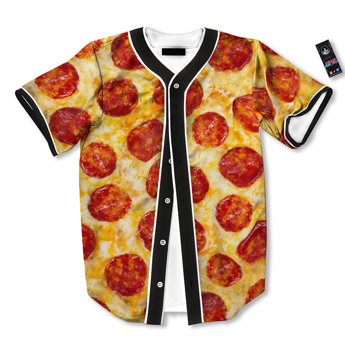 Pizza Pepperoni Print Baseball Jersey-grizzshop