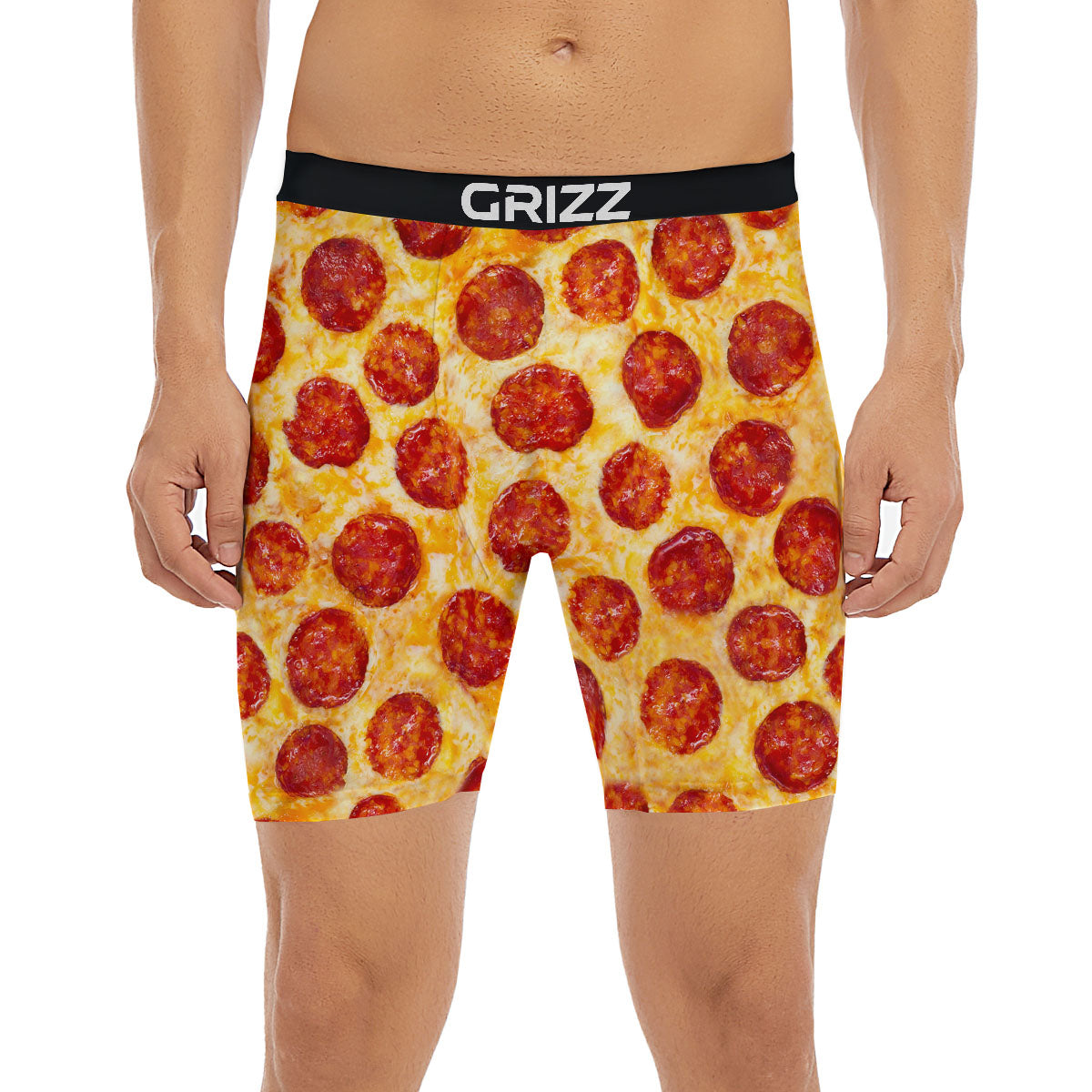 Pizza Pepperoni Print Boxer Briefs-grizzshop