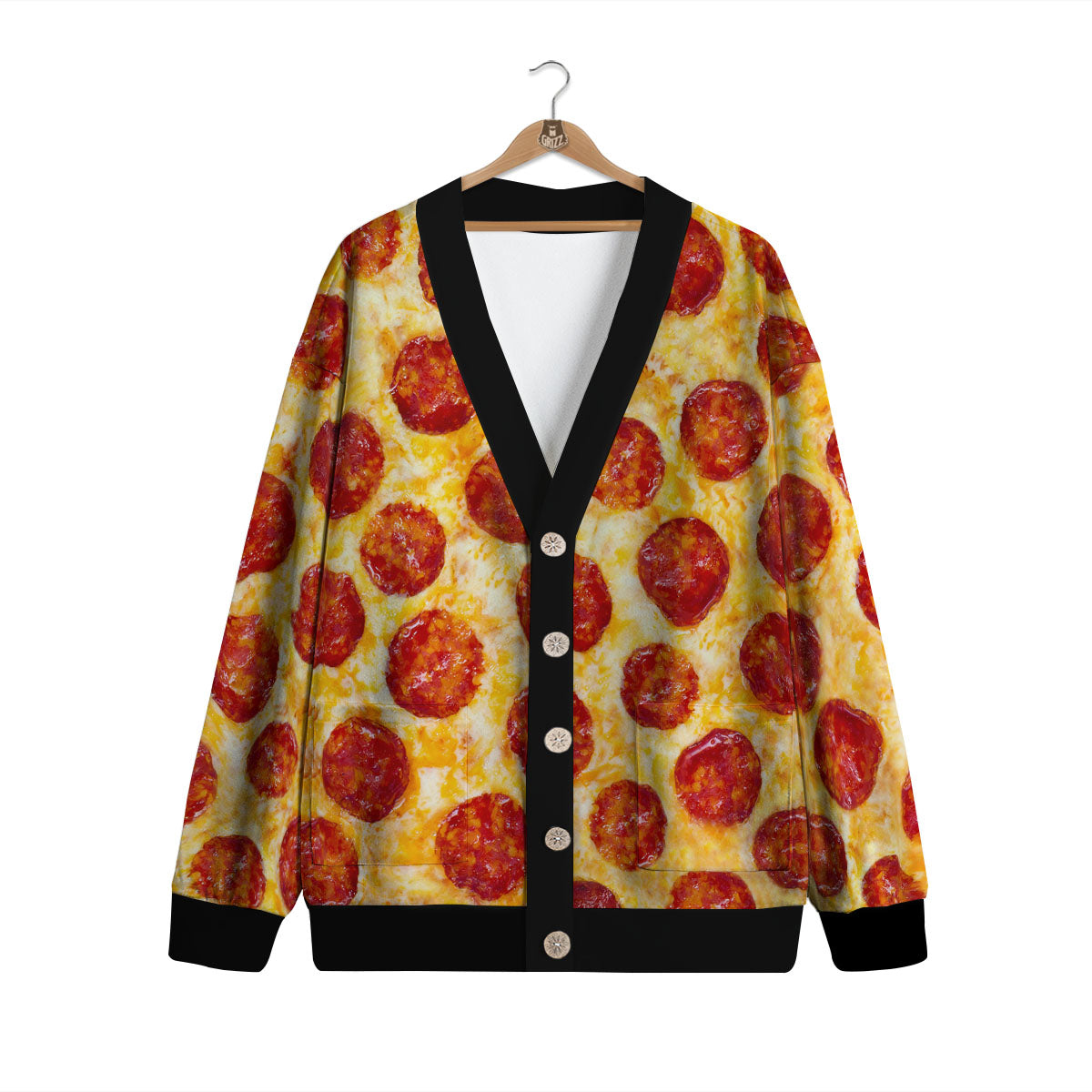 Pizza Pepperoni Print Cardigan-grizzshop