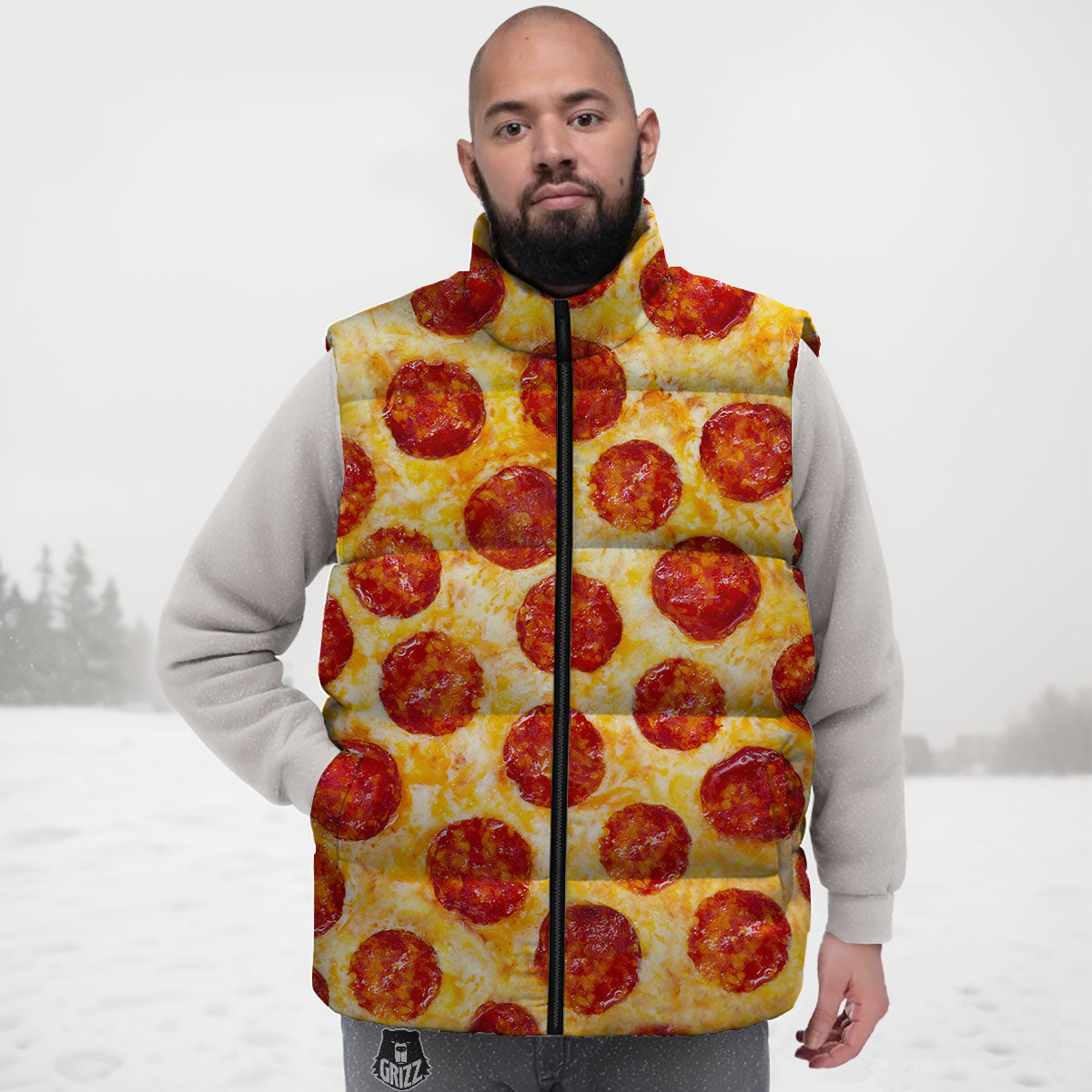 Pizza Pepperoni Print Down Vest