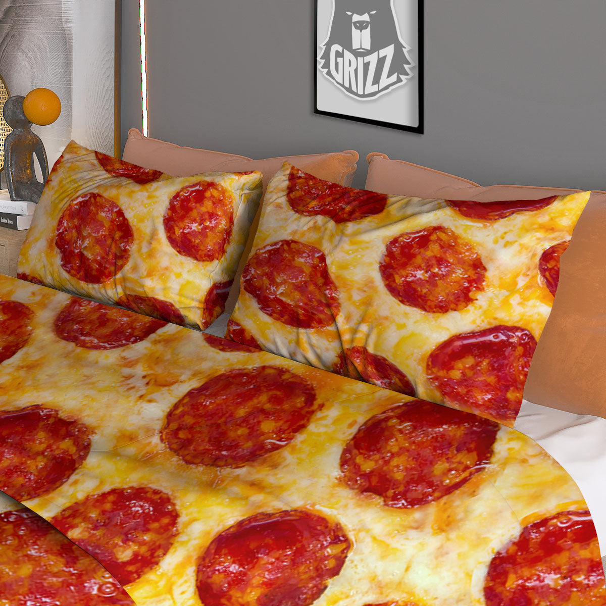 Pizza Pepperoni Print Duvet Cover Bedding Set