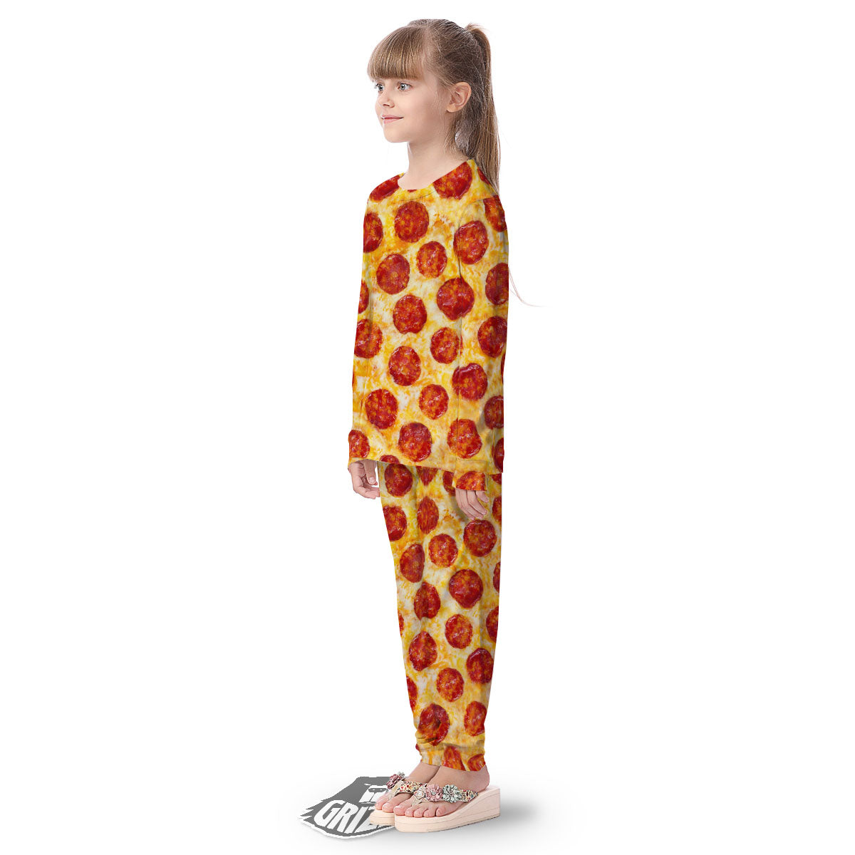 Pizza Pepperoni Print Kid's Pajamas-grizzshop