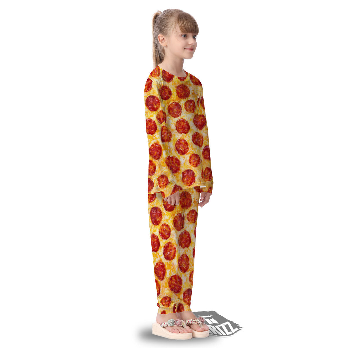 Pizza Pepperoni Print Kid's Pajamas-grizzshop