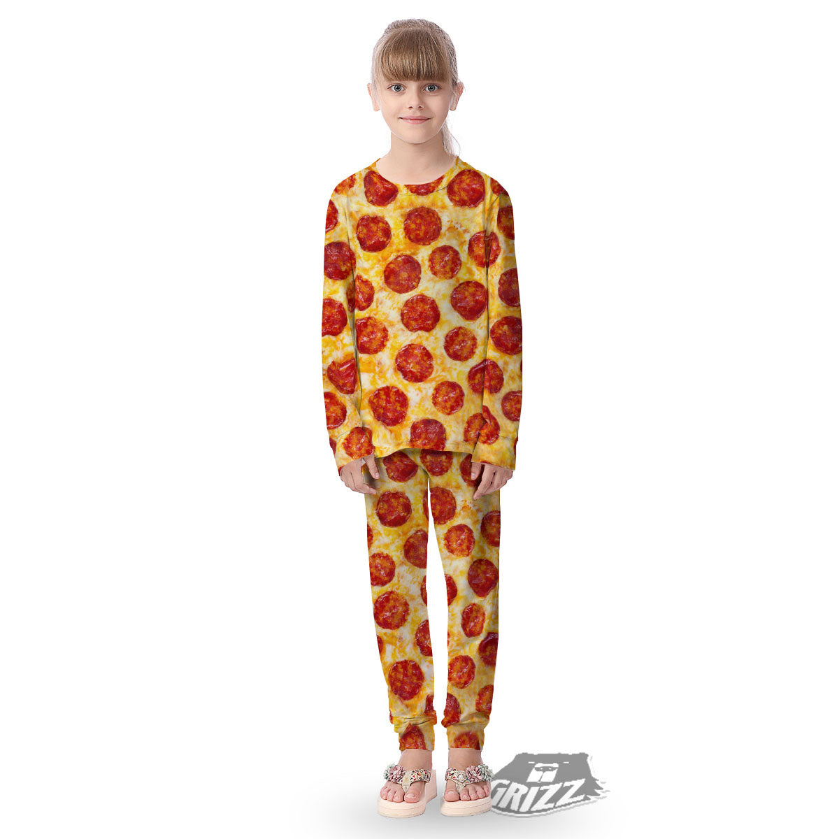 Pizza Pepperoni Print Kid's Pajamas-grizzshop