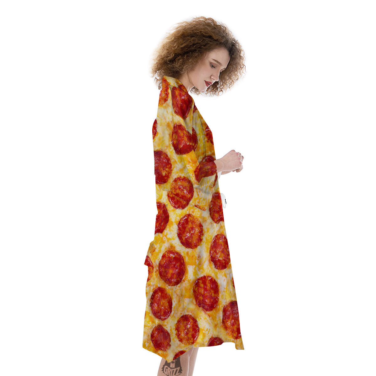 Pizza Pepperoni Print Kimono-grizzshop
