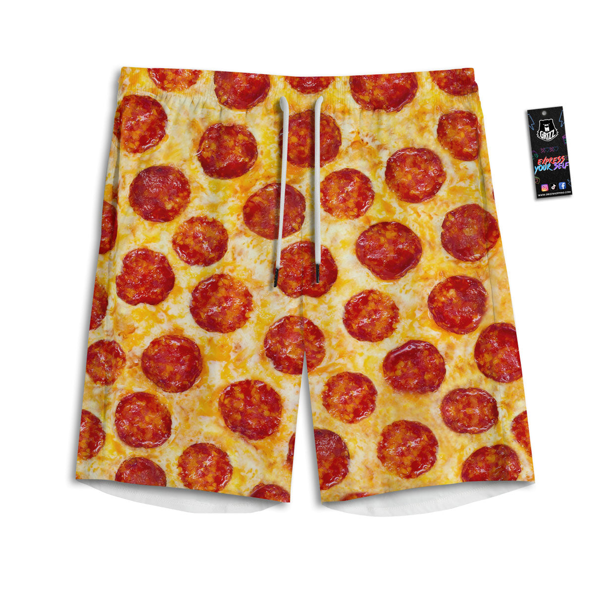 Pizza Pepperoni Print Men's Athletic Shorts