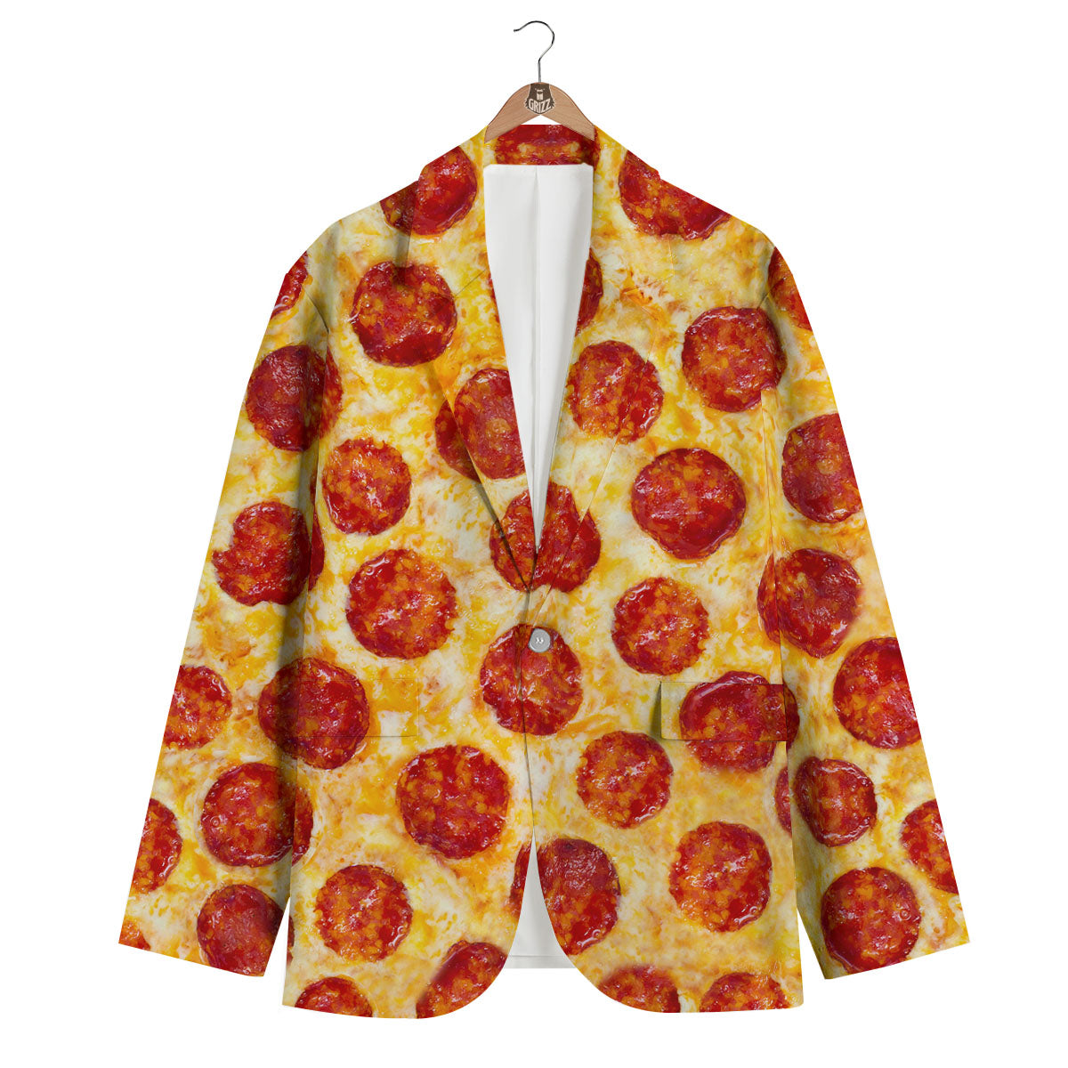 Pizza Pepperoni Print Men's Blazer-grizzshop