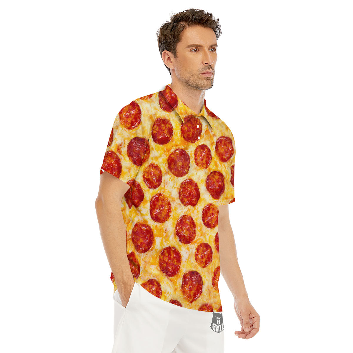 Pizza Pepperoni Print Men's Golf Shirts-grizzshop