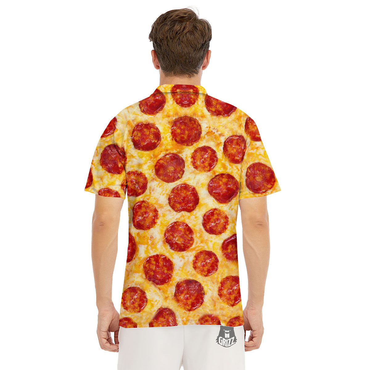 Pizza Pepperoni Print Men's Golf Shirts-grizzshop