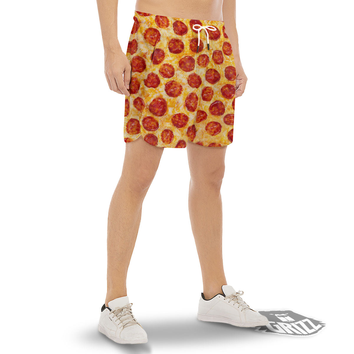 Pizza Pepperoni Print Men's Gym Shorts-grizzshop