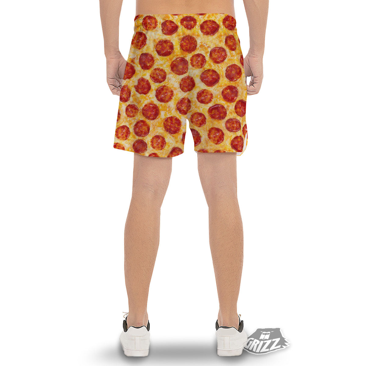 Pizza Pepperoni Print Men's Gym Shorts-grizzshop