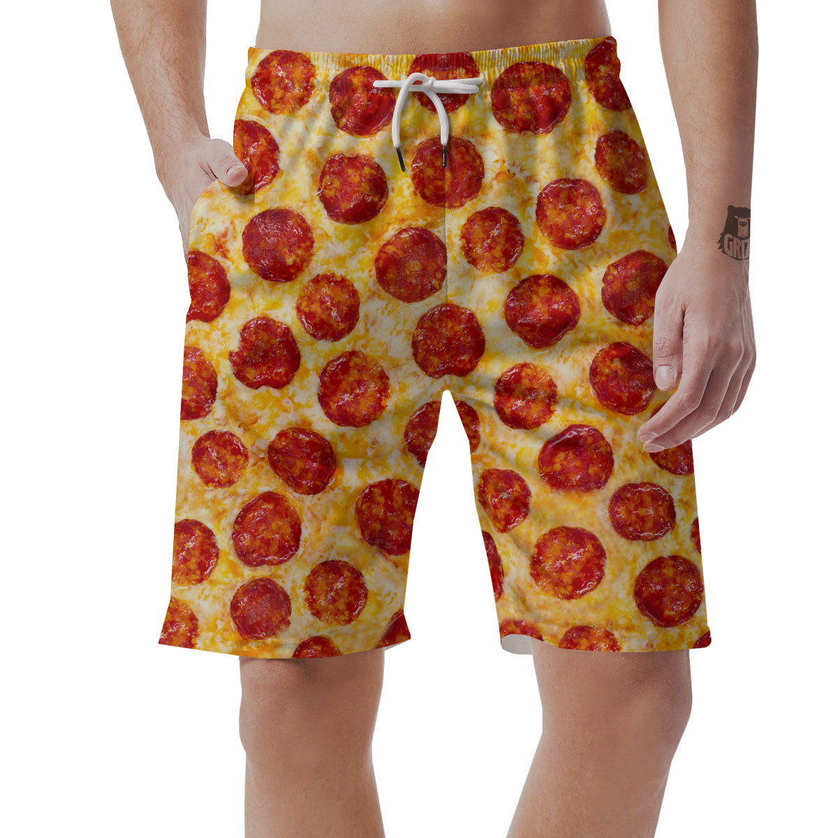 Pizza Pepperoni Print Men's Shorts-grizzshop