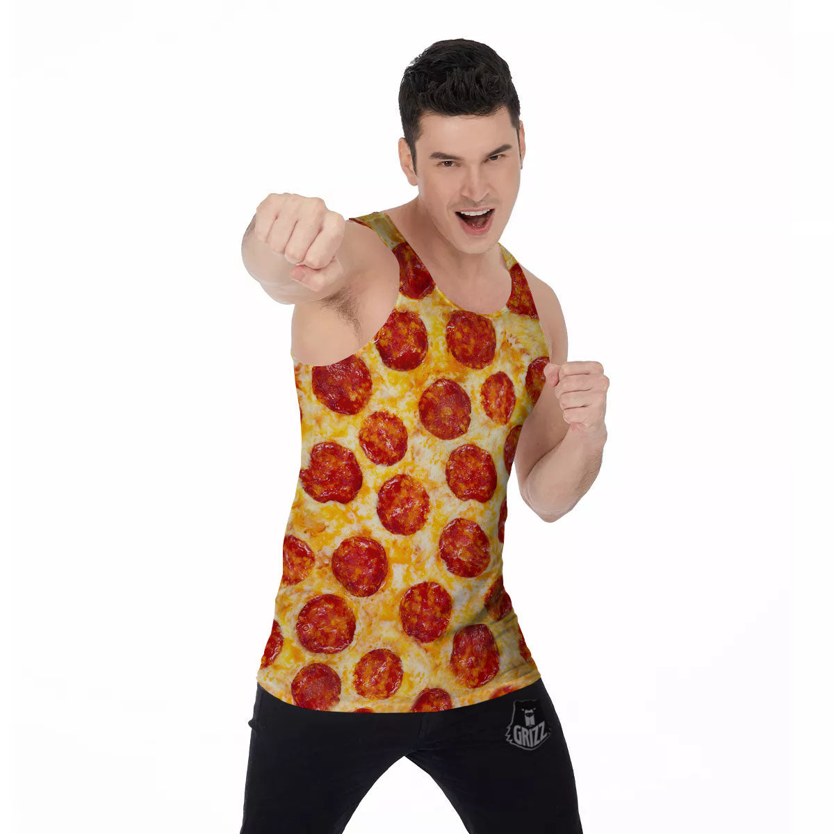 Pizza Pepperoni Print Men's Tank Top-grizzshop