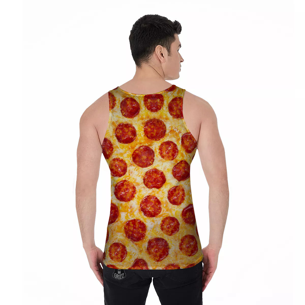 Pizza Pepperoni Print Men's Tank Top-grizzshop