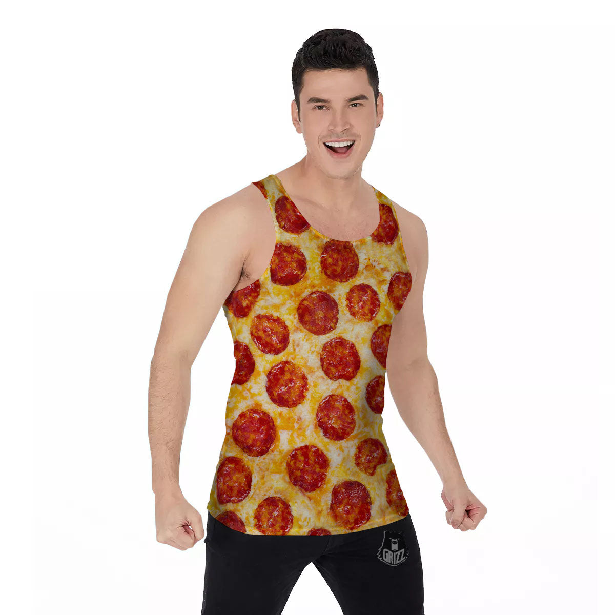 Pizza Pepperoni Print Men's Tank Top-grizzshop