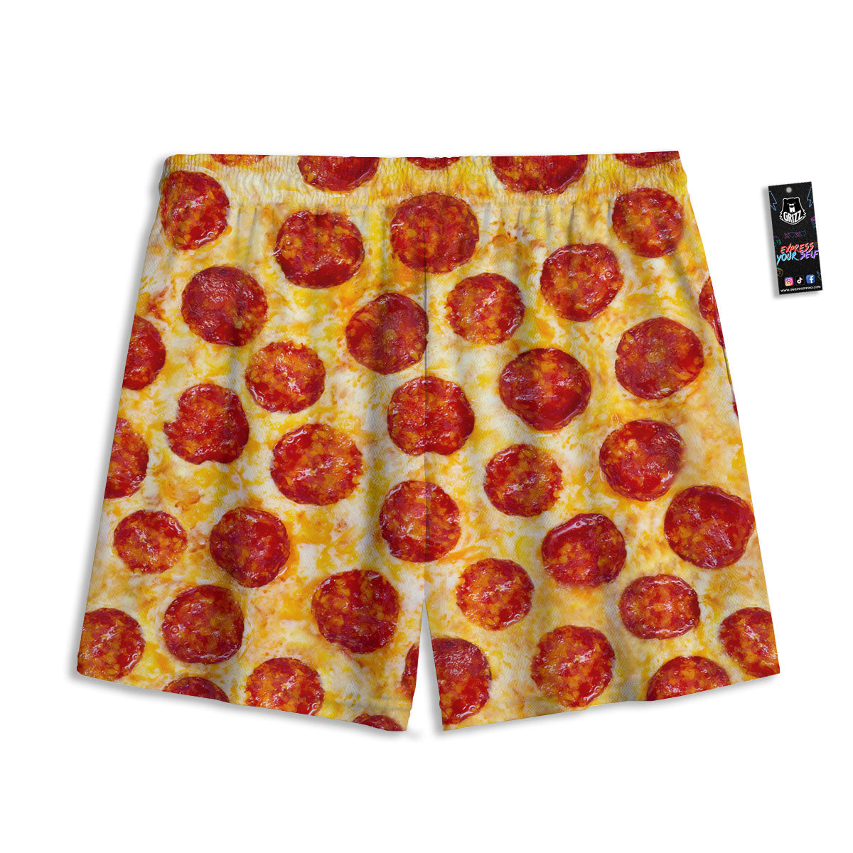 Pizza Pepperoni Print Mesh Shorts