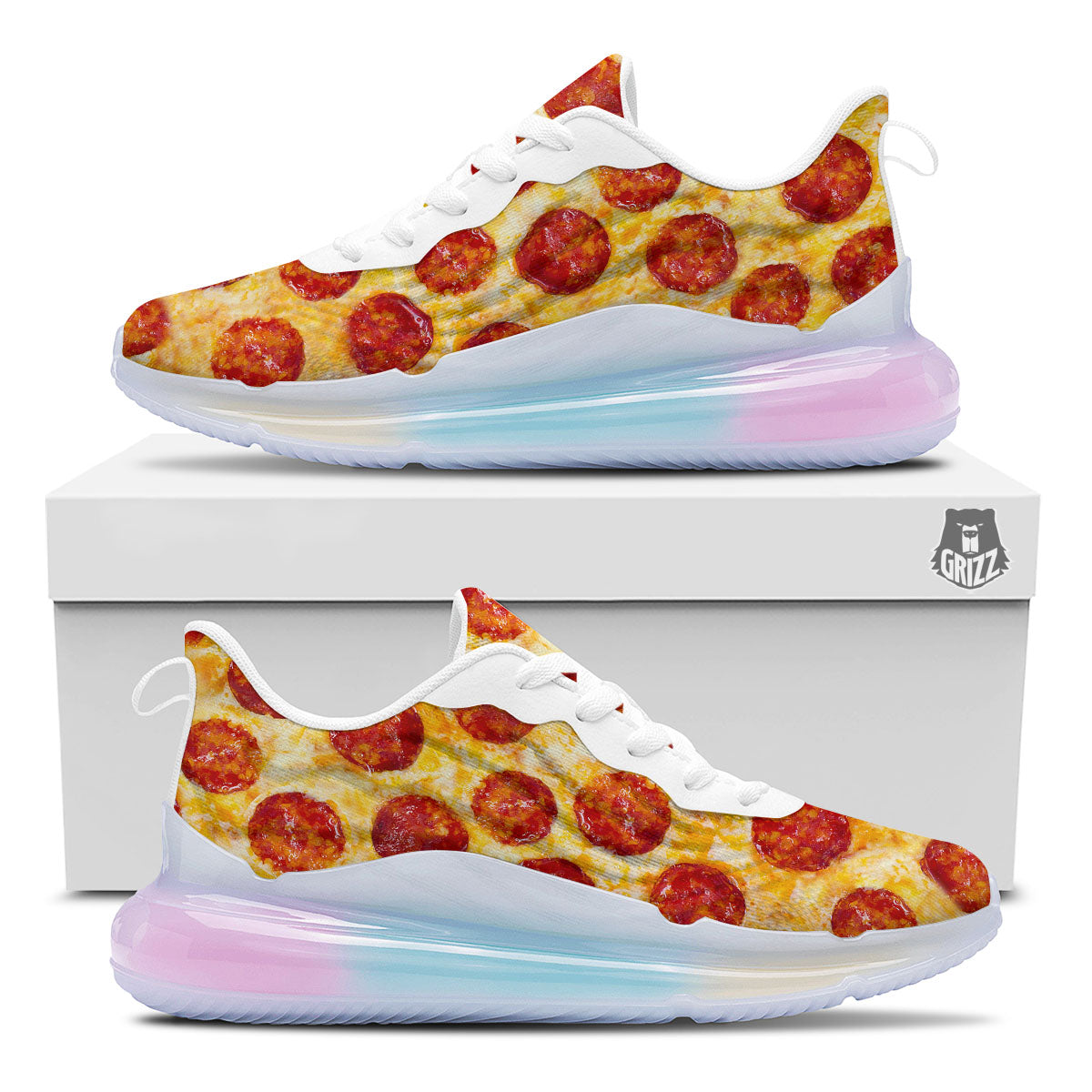 Pizza Pepperoni Print Running Sneakers-grizzshop