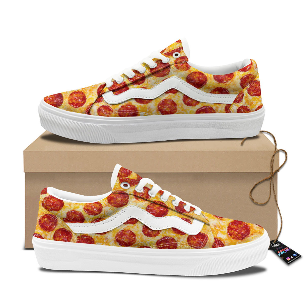 Pizza Pepperoni Print Skate Shoes-grizzshop