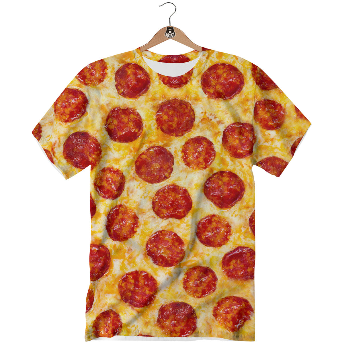 Pizza Pepperoni Print T-Shirt-grizzshop