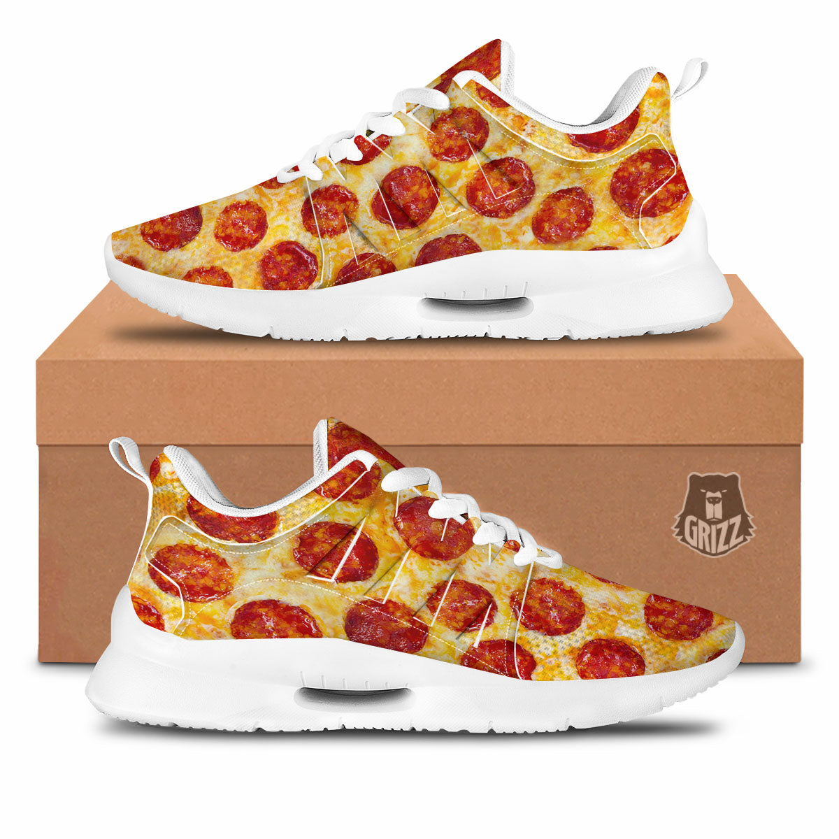 Pizza Pepperoni Print Tennis Shoes-grizzshop