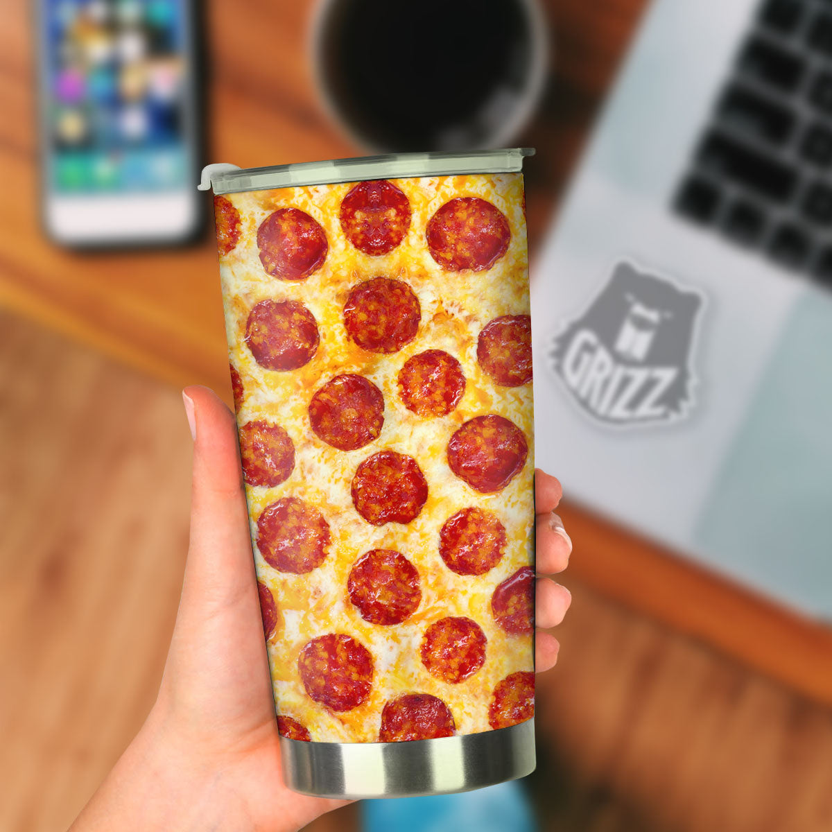 Pizza Pepperoni Print Tumbler-grizzshop