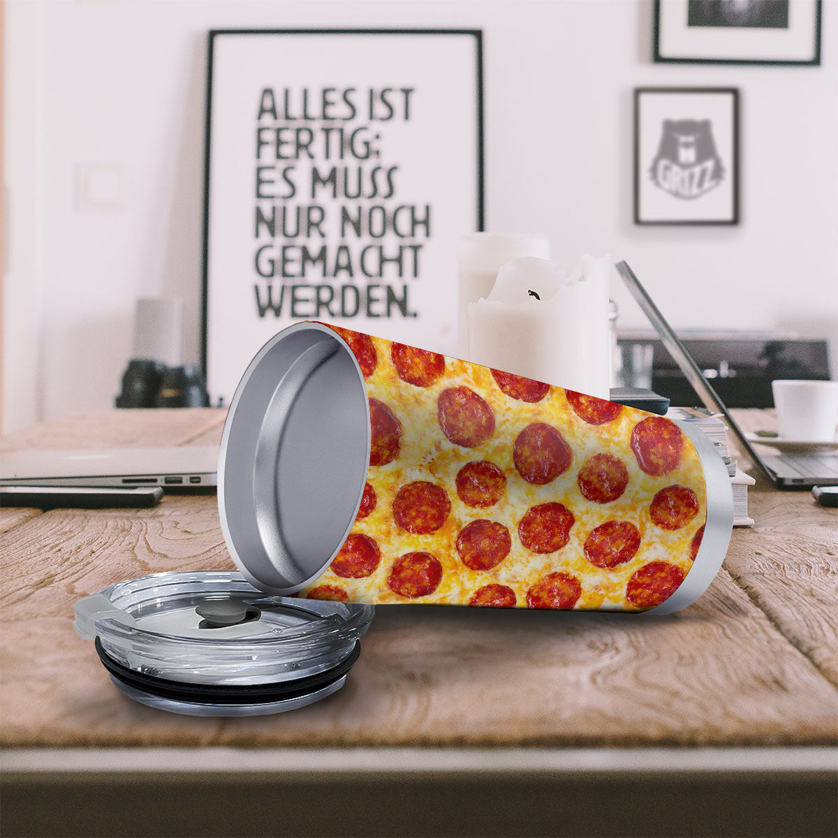 Pizza Pepperoni Print Tumbler-grizzshop