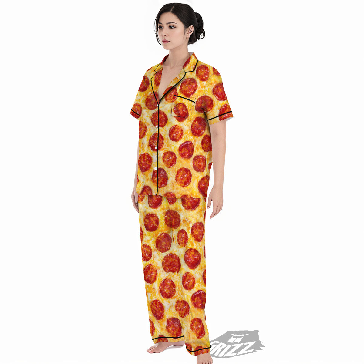 Pizza Pepperoni Print Women's Pajamas Set-grizzshop