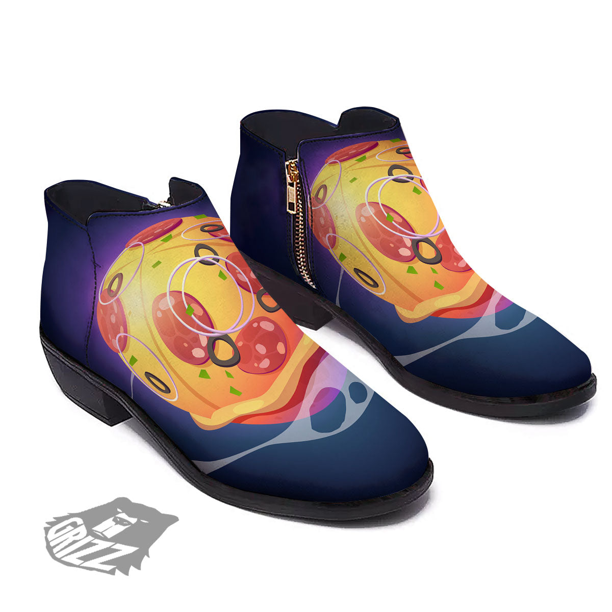 Pizza Planet Print Ankle Boots-grizzshop