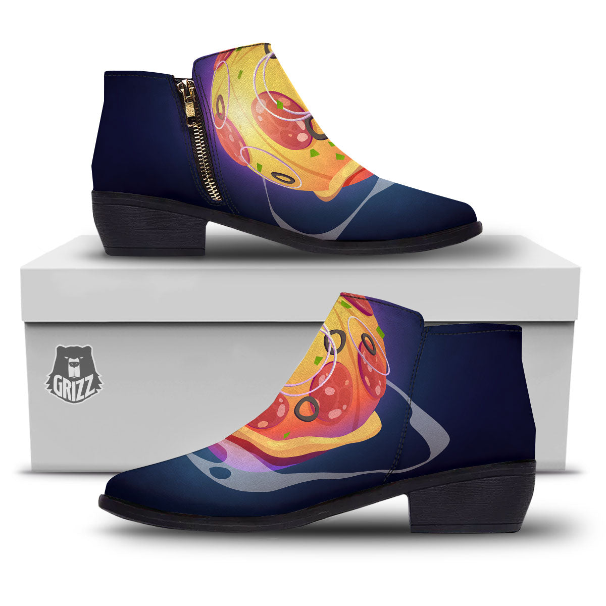 Pizza Planet Print Ankle Boots-grizzshop