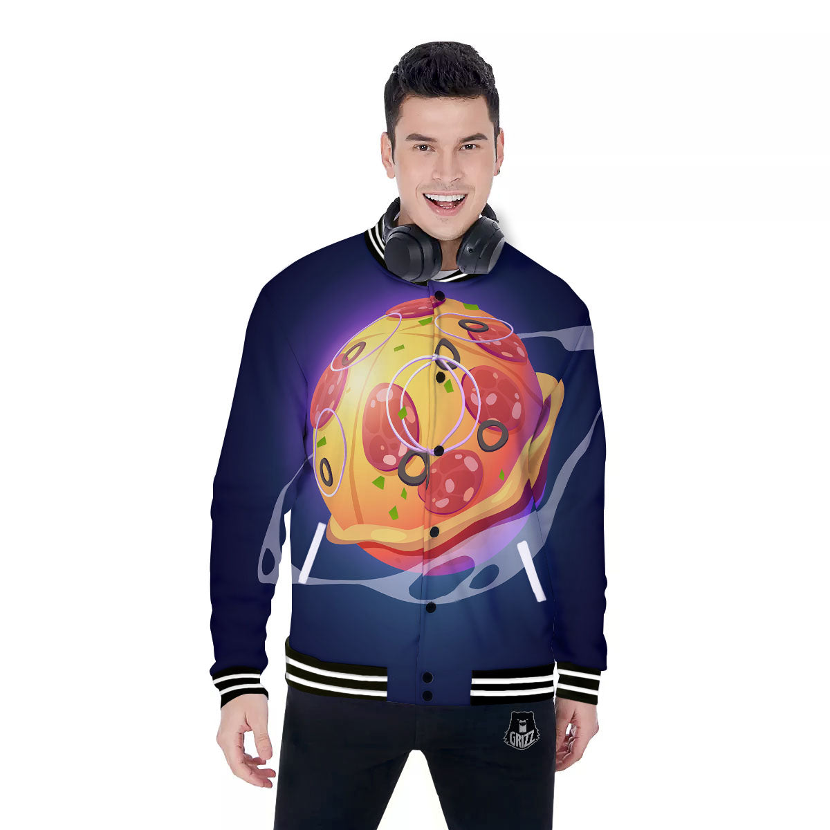 Pizza Planet Print Baseball Jacket-grizzshop