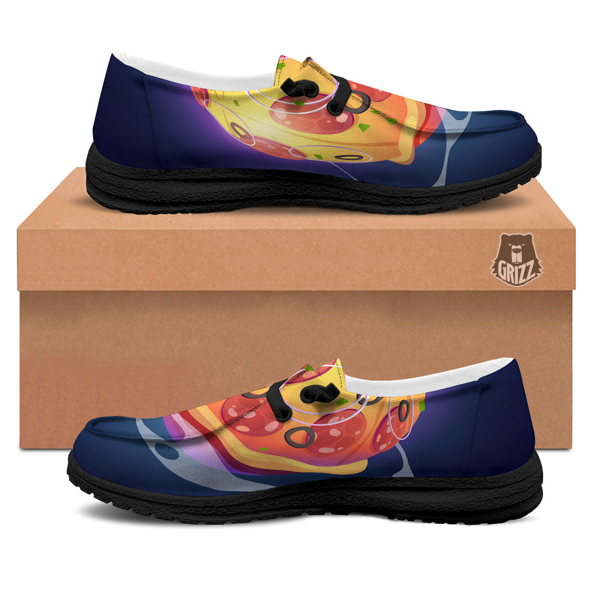 Pizza Planet Print Black Loafers-grizzshop