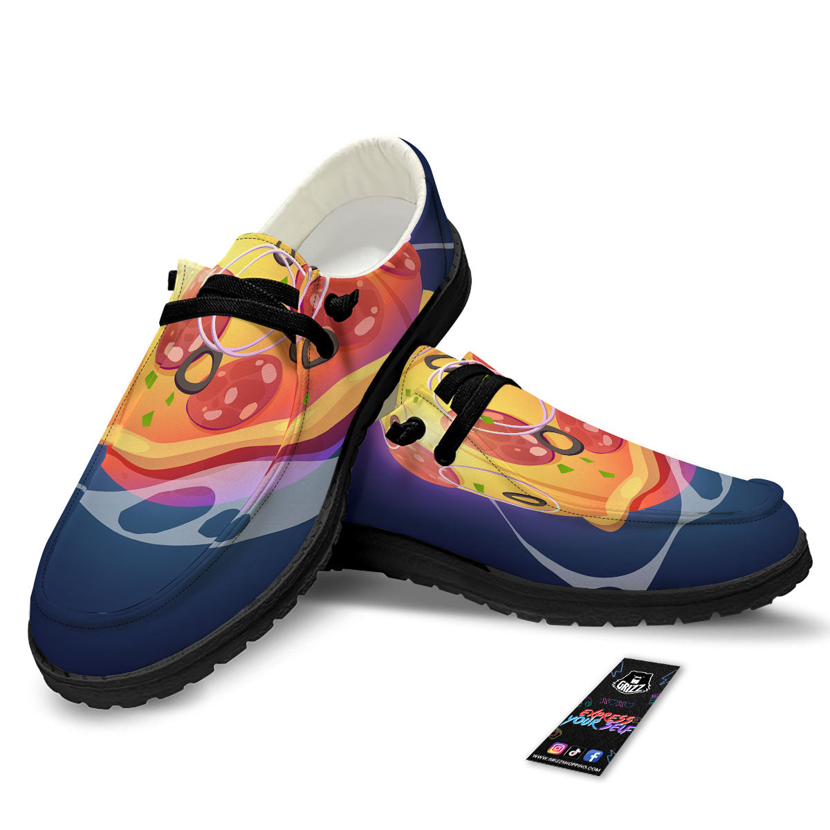 Pizza Planet Print Black Loafers-grizzshop