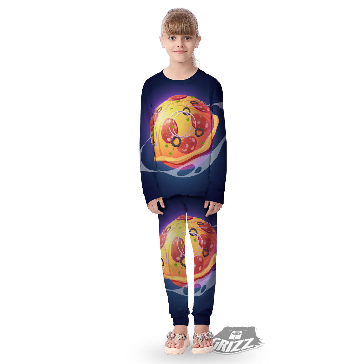 Pizza Planet Print Kid's Pajamas-grizzshop