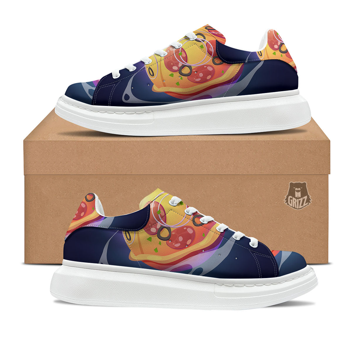 Pizza Planet Print Platform Shoes-grizzshop