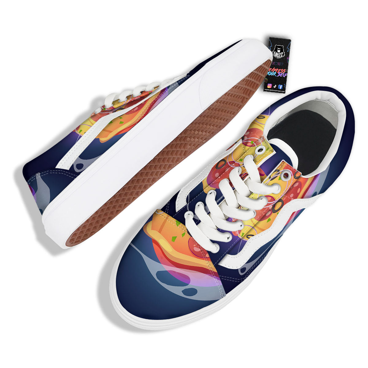 Pizza Planet Print Skate Shoes-grizzshop