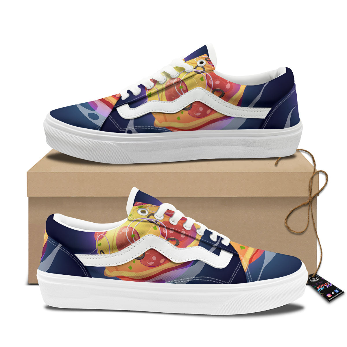 Pizza Planet Print Skate Shoes-grizzshop