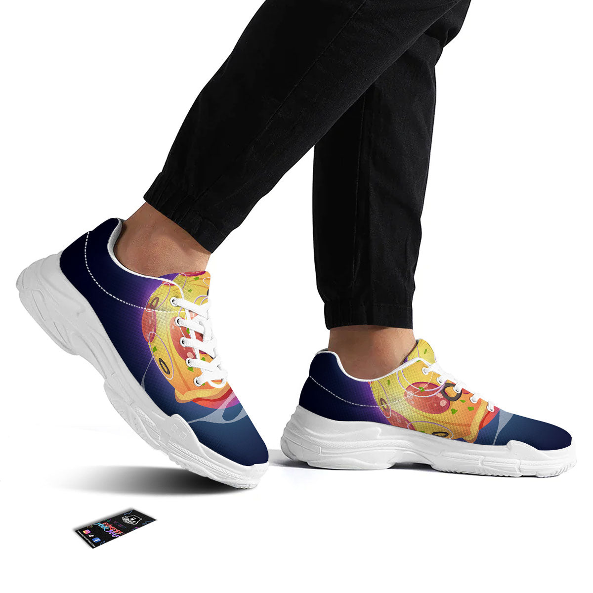 Pizza Planet Print White Chunky Shoes-grizzshop